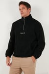Regular Fit Yarım Fermuarlı Dik Yaka Yumuşak Dokulu Erkek Sweat 59060661 SİYAH