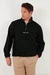 Regular Fit Yarım Fermuarlı Dik Yaka Yumuşak Dokulu Erkek Sweat 59060661 SİYAH