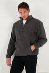 Regular Fit Yarım Fermuarlı Dik Yaka Yumuşak Dokulu Erkek Sweat 59060661 ANTRASİT