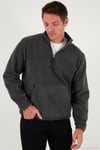 Regular Fit Yarım Fermuarlı Dik Yaka Yumuşak Dokulu Erkek Sweat 59060661 ANTRASİT