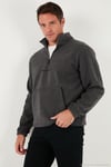 Regular Fit Yarım Fermuarlı Dik Yaka Yumuşak Dokulu Erkek Sweat 59060661 ANTRASİT