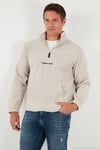 Regular Fit Yarım Fermuarlı Dik Yaka Yumuşak Dokulu Erkek Sweat 59060661 KUM