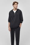 Regular Fit Yarım Fermuarlı Kapüşonlu Erkek Sweat 0S10209-71379 SİYAH
