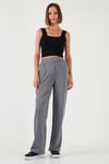 Regular Fit Yüksek Bel Bol Paça Kadın Pantolon 5861279 GRİ
