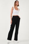 Regular Fit Yüksek Bel Bol Paça Kadın Pantolon 5861279 SİYAH