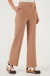 Regular Fit Yüksek Bel Bol Paça Kadın Pantolon 5861279 TABA
