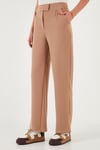 Regular Fit Yüksek Bel Bol Paça Kadın Pantolon 5861279 TABA