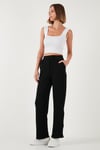 Regular Fit Yüksek Bel Bol Paça Kadın Pantolon 5861279 SİYAH