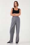 Regular Fit Yüksek Bel Bol Paça Kadın Pantolon 5861279 GRİ