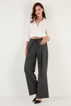 Regular Fit Yüksek Bel Bol Paça Pileli Palazzo Kadın Pantolon 611PL00198 ANTRASİT