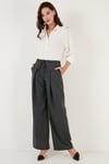 Regular Fit Yüksek Bel Bol Paça Pileli Palazzo Kadın Pantolon 611PL00198 ANTRASİT