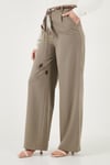 Regular Fit Yüksek Bel Düz Paça Fular Kemerli Kadın Pantolon 6923860 HAKİ