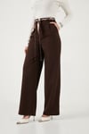 Regular Fit Yüksek Bel Düz Paça Fular Kemerli Kadın Pantolon 6923860 KAHVE