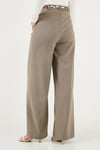 Regular Fit Yüksek Bel Düz Paça Fular Kemerli Kadın Pantolon 6923860 HAKİ