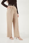 Regular Fit Yüksek Bel Düz Paça Kadın Pantolon 6923875 VİZON