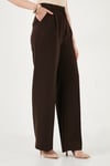 Regular Fit Yüksek Bel Düz Paça Kadın Pantolon 6923873 KAHVE