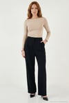 Regular Fit Yüksek Bel Düz Paça Kadın Pantolon 6923873 SİYAH