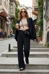 Regular Fit Yüksek Bel Düz Paça Kadın Pantolon 6923873 SİYAH