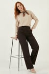 Regular Fit Yüksek Bel Düz Paça Kadın Pantolon 6923873 KAHVE
