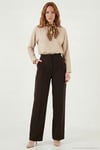 Regular Fit Yüksek Bel Düz Paça Kadın Pantolon 6923873 KAHVE