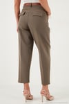 Regular Fit Yüksek Bel Düz Paça Kemerli Kadın Pantolon 68350938 HAKİ