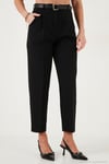 Regular Fit Yüksek Bel Düz Paça Kemerli Kadın Pantolon 68350938 SİYAH