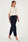 Regular Fit Yüksek Bel Düz Paça Kemerli Kadın Pantolon 68350938 LACİVERT