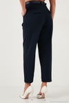 Regular Fit Yüksek Bel Düz Paça Kemerli Kadın Pantolon 68350938 LACİVERT