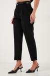 Regular Fit Yüksek Bel Düz Paça Kemerli Kadın Pantolon 68350938 SİYAH