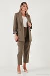 Regular Fit Yüksek Bel Düz Paça Kemerli Kadın Pantolon 68350938 HAKİ