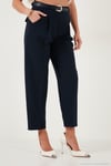 Regular Fit Yüksek Bel Düz Paça Kemerli Kadın Pantolon 68350938 LACİVERT