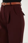Regular Fit Yüksek Bel Düz Paça Kemerli Kadın Pantolon 68350938 MÜRDÜM