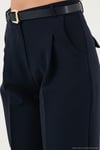 Regular Fit Yüksek Bel Düz Paça Kemerli Kadın Pantolon 68350938 LACİVERT