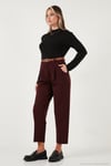 Regular Fit Yüksek Bel Düz Paça Kemerli Kadın Pantolon 68350938 MÜRDÜM