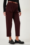 Regular Fit Yüksek Bel Düz Paça Kemerli Kadın Pantolon 68350938 MÜRDÜM