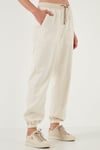 Regular Fit Yüksek Bel Lastikli Paça Jogger Spor Kadın Pantolon 668YP5039 TAŞ