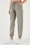 Regular Fit Yüksek Bel Lastikli Paça Jogger Spor Kadın Pantolon 668YP5039 HAKİ