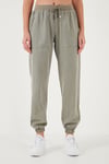 Regular Fit Yüksek Bel Lastikli Paça Jogger Spor Kadın Pantolon 668YP5039 HAKİ
