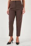Regular Fit Yüksel Bel Düz Paça Havuç Kadın Pantolon 68350109 KAHVE