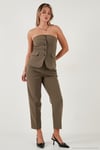 Regular Fit Yüksel Bel Düz Paça Havuç Kadın Pantolon 68350109 HAKİ