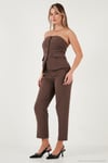Regular Fit Yüksel Bel Düz Paça Havuç Kadın Pantolon 68350109 KAHVE