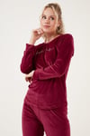 Regular Fit Yumuşak Dokulu Kadife Kadın Pijama Takımı 6094200W4 BORDO