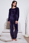 Regular Fit Yumuşak Dokulu Kadife Kadın Pijama Takımı 6094200W4 KOYU MOR