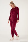 Regular Fit Yumuşak Dokulu Kadife Kadın Pijama Takımı 6094200W4 BORDO