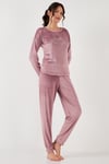 Regular Fit Yumuşak Dokulu Kadife Kadın Pijama Takımı 6094200W4 PUDRA