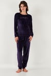 Regular Fit Yumuşak Dokulu Kadife Kadın Pijama Takımı 6094200W4 KOYU MOR