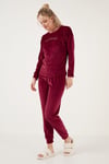 Regular Fit Yumuşak Dokulu Kadife Kadın Pijama Takımı 6094200W4 BORDO