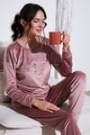 Regular Fit Yumuşak Dokulu Kadife Kadın Pijama Takımı 6094200W4 PUDRA