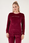 Regular Fit Yumuşak Dokulu Kadife Kadın Pijama Takımı 6094200W4 BORDO