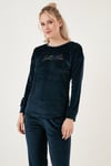 Regular Fit Yumuşak Dokulu Kadife Kadın Pijama Takımı 6094200W4 LACİVERT